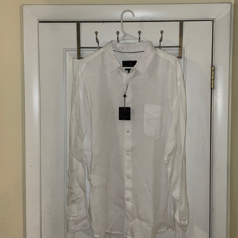 JoS. A. Bank XL Traditional Fit White Linen Shirt